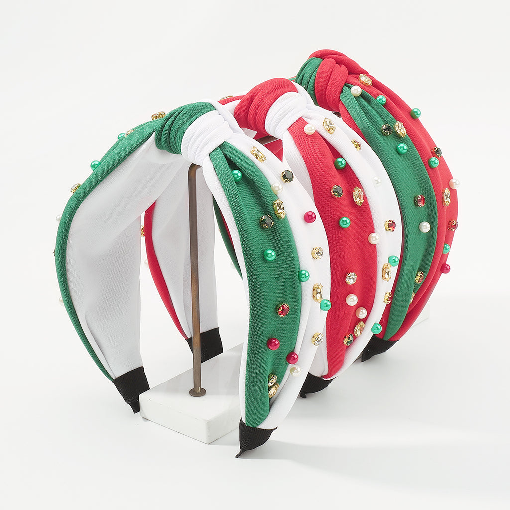 F6508 Christmas Duo Color Top Knot Headband