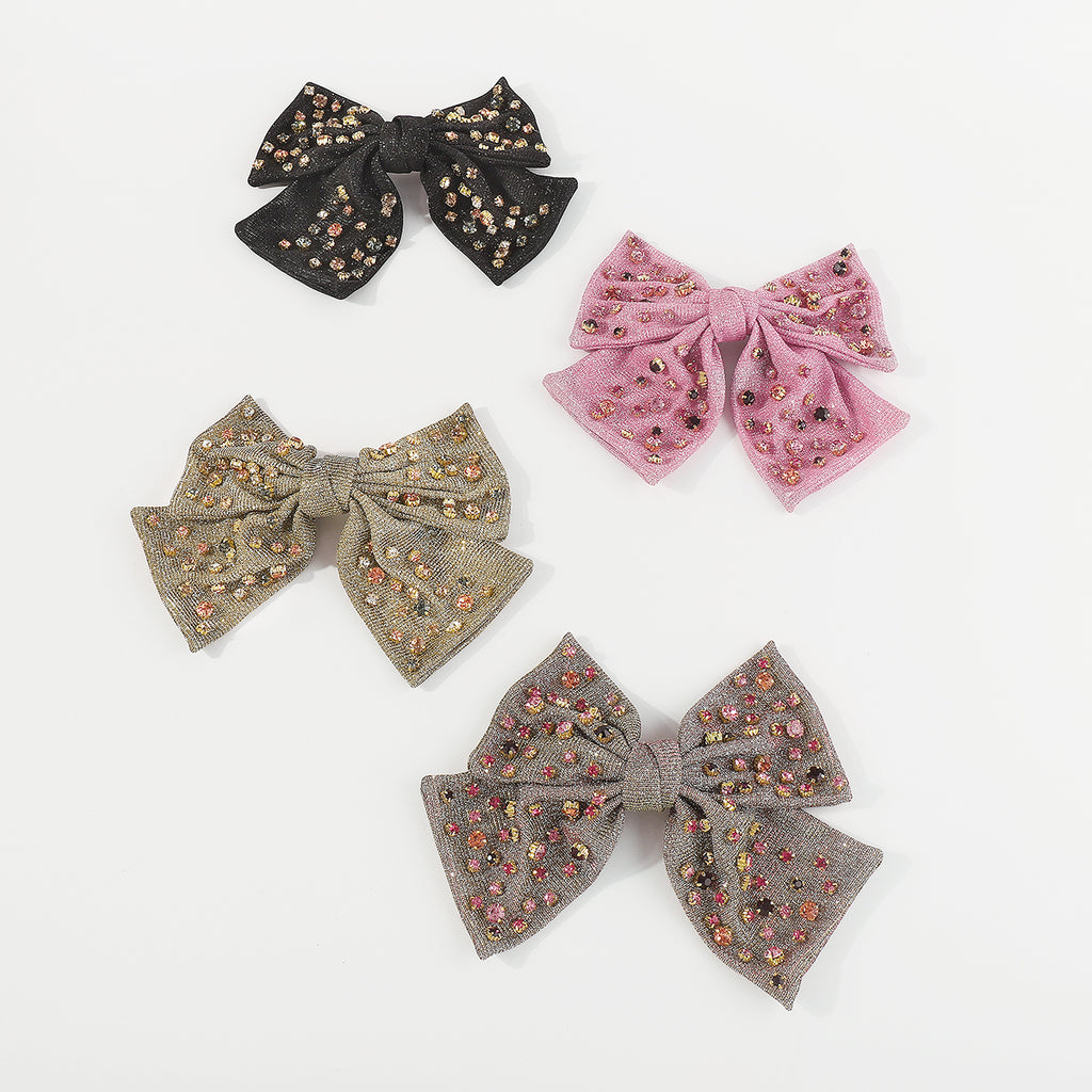 F6371 Metallic Rhinestone Bow Knot Hair Clip